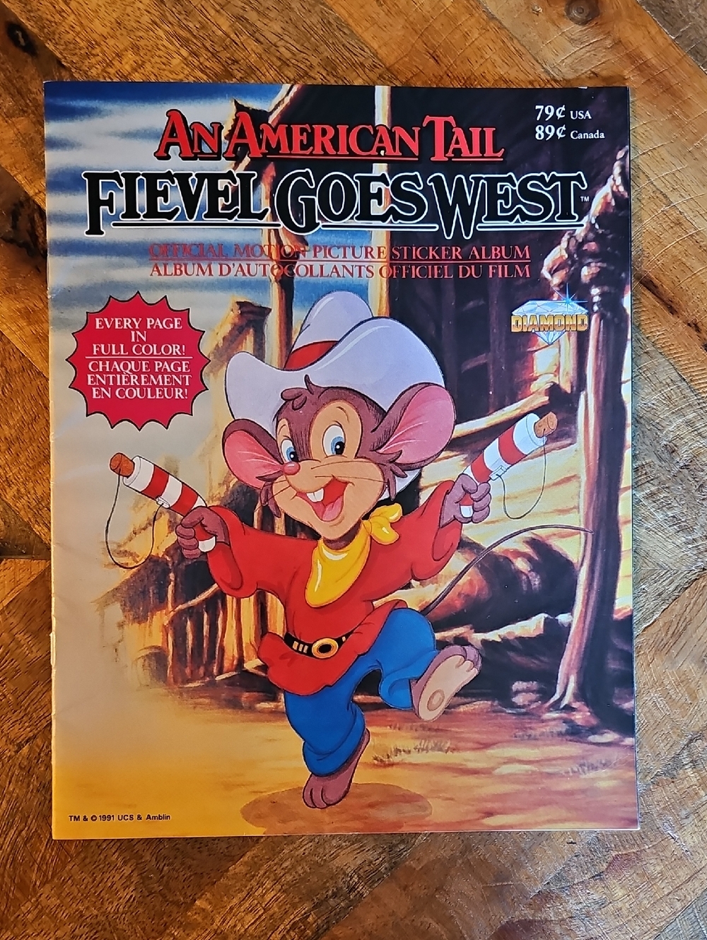 An American Tail: Fievel Goes West Sticker Album Colorful Cartoon Cover Diamond